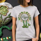 Custom St. Patrick's Day Bird mit Kleeblatt T-Shirt