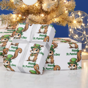 Custom St. Patrick's Day Eichhörnchen mit Green Ha Geschenkpapier