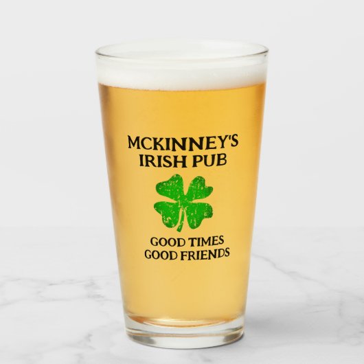 Custom St Patrick's Day Irish Pub Bierbrille Glas (Vorne (Gefüllt))
