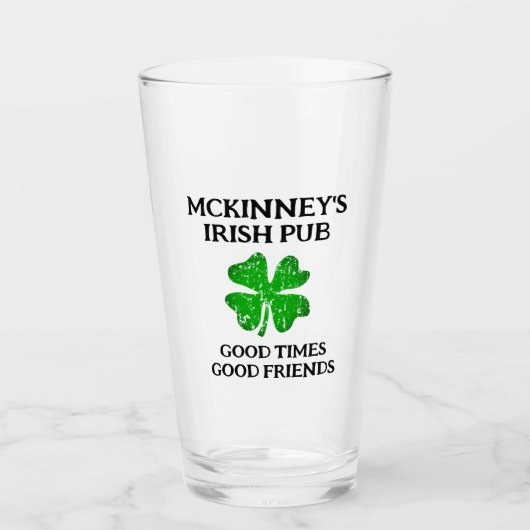 Custom St Patrick's Day Irish Pub Bierbrille Glas (Vorderseite)