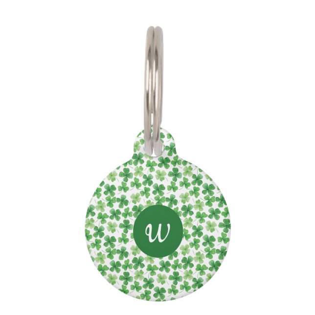Custom St Patrick's Day Kleeblatt Green Clover Haustiermarke (Vorderseite)