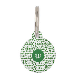 Custom St Patrick's Day Kleeblatt Herz Weiß Grün Haustiermarke
