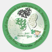 Custom ST Patrick's Day Kleeblatt Little Girl Runder Aufkleber (Vorderseite)