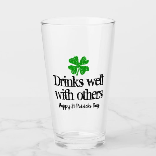 Custom St Patricks Day Party Bierglas mit Logo Glas (Vorderseite)
