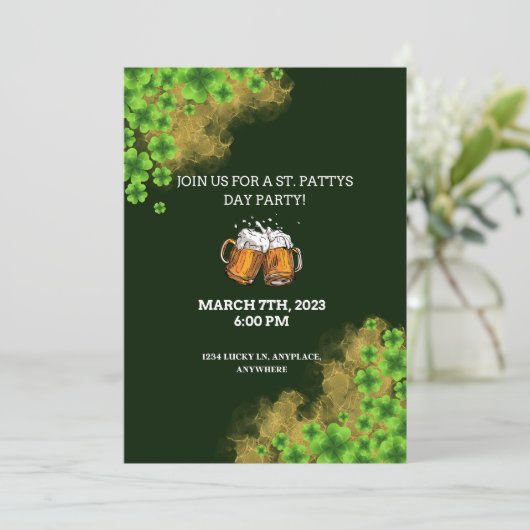 Custom St. Patricks Day Party Einladung (Stehend Vorderseite)