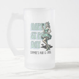 Custom St Patrick's Day Pinup Girl mit Kleeblatt Mattglas Bierglas