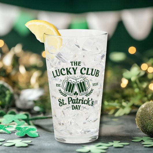Custom St. Patrick's Day "The Lucky Club" Logo Glas