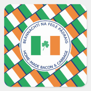 Custom St Patricks Day Zuhause made Bacon Cabbage Quadratischer Aufkleber