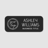 Custom Staff Name Badge with Logo Modern Black Namensschild (Vorderseite)