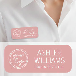 Custom Staff Name Badge with Logo Modern Pink Namensschild