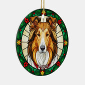Custom Stained glass effect DOG'S name Christmas Keramik Ornament (Rechts)