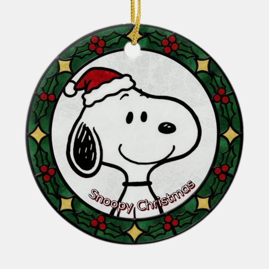 Custom Stained glass effect DOG'S name Christmas  Keramik Ornament (Vorne)