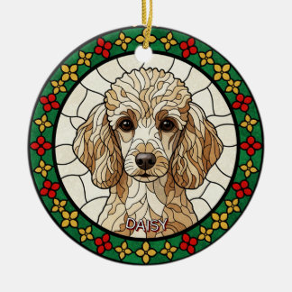 Custom Stained glass effect DOG'S name Christmas  Keramik Ornament