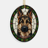 Custom Stained glass effect DOG'S name Christmas  Keramik Ornament (Rechts)