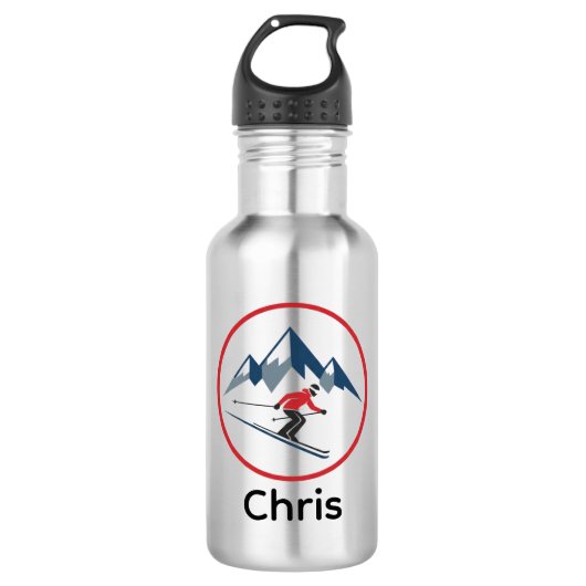 Custom Stainless Steel Water Bottle – Downhill Ski Edelstahlflasche (Vorderseite)