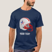Custom Star auf Red White American Football Helm T-Shirt (Vorderseite)