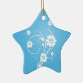 Custom Star Ornamente Weiße Blume auf blau (Rechts)