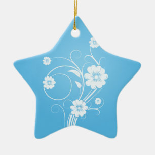 Custom Star Ornamente Weiße Blume auf blau
