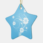 Custom Star Ornamente Weiße Blume auf blau (Links)