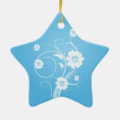 Custom Star Ornamente Weiße Blume auf blau (Hinten)