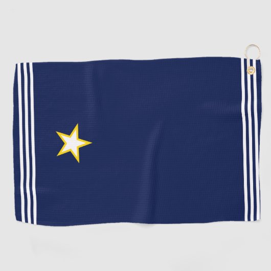 Custom Star & Three Strips auf Navy Blue Golfhandtuch (Horizontal)