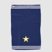 Custom Star & Three Strips auf Navy Blue Golfhandtuch (Vorderseite)