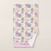 Custom Starfish Seashell Blue Lila Pink Nautic Badhandtuch Set (Handtuch)
