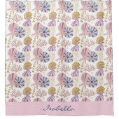 Custom Starfish Seashell Blue Lila Pink Nautic Duschvorhang (Vorderseite)
