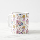 Custom Starfish Seashell Blue Lila Pink Nautic Kaffeetasse (Vorderseite Links)