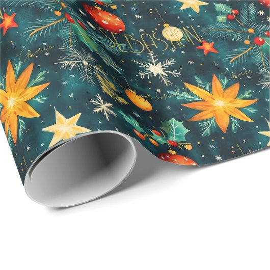 Custom Starry Weihnachtsschmuck Geschenkpapier (Rolleneckpunkt)
