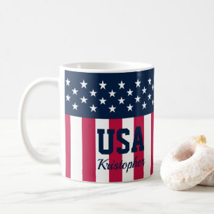 Custom Stars n Stripes Red White Blue Coffee Tasse