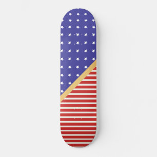CUSTOM STARS & STRIPES RED SCHWARZ-WEISS PATTERN SKATEBOARD