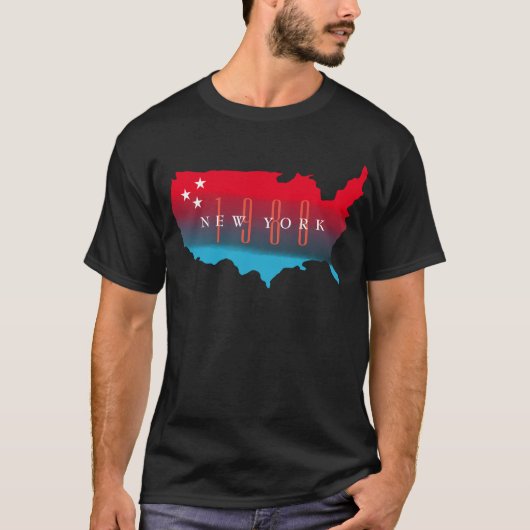 Custom State and Year of Birth USA Map T-Shirt (Vorderseite)