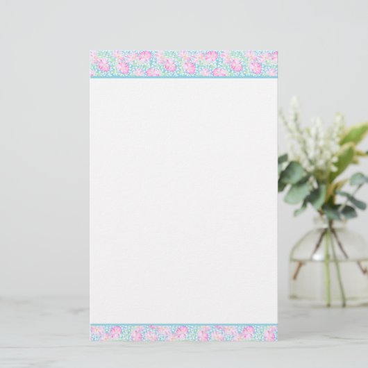Custom Stationery, Notepaper Rose und Schmetterlin Briefpapier (Stehend Vorderseite)