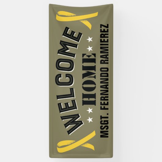 Custom Stationierung Welcome Zuhause Yellow Ribbon Banner (Vertikal)