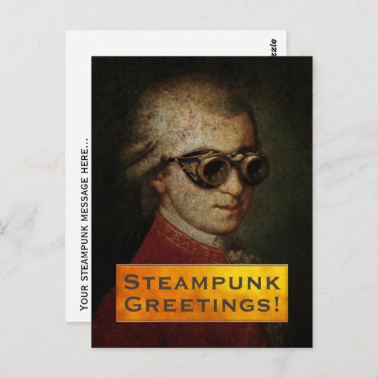 Custom Steampunk Mozart Stationery Postkarte (Vorne/Hinten)