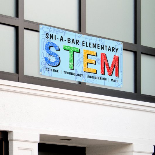 Custom STEM Bildung Banner - Light Blue (Äußeres Gebäude)
