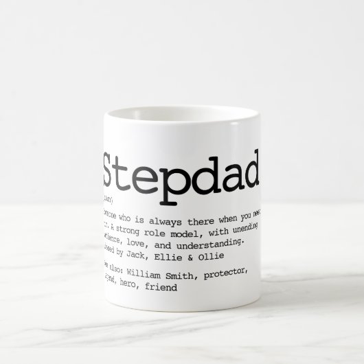 Custom Stepdad Definition Schwarz und Weiß Kaffeetasse (Mittel)
