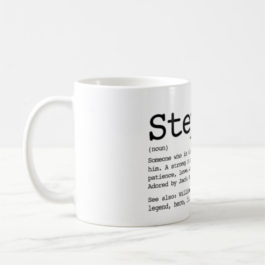 Custom Stepdad Definition Schwarz und Weiß Kaffeetasse (Links)