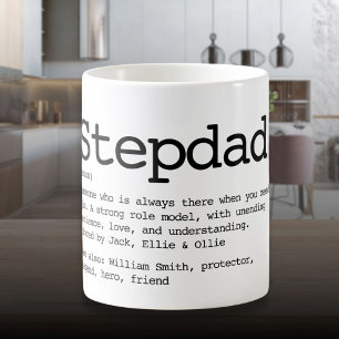 Custom Stepdad Definition Schwarz und Weiß Kaffeetasse