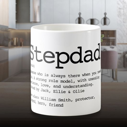 Custom Stepdad Definition Schwarz und Weiß Kaffeetasse