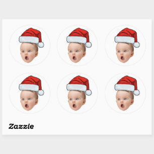 Custom Sticker Baby Face Foto Weihnachtsmannmütze 