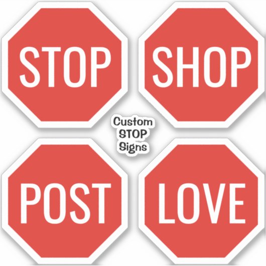 Custom STOP Sign Stickers Aufkleber (Vorderseite)
