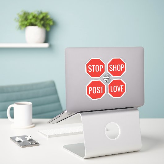 Custom STOP Sign Stickers Aufkleber (Laptop auf Schreibtisch)