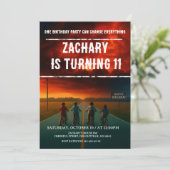 Custom Stranger Birthday Party Invite Funny Kids Einladung (Stehend Vorderseite)