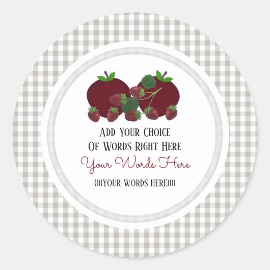 Custom Strawberry Apple Classic Round Sticker (Vorderseite)