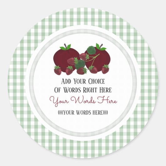 Custom Strawberry Apple Classic Round Sticker (Vorderseite)