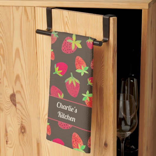 Custom Strawberry Chocolate Colored Kitchen Handtü Geschirrtuch (Drittel gefaltet)