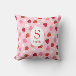 Custom Strawberry & Daisy Baby Pillow Kissen