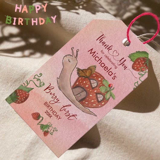 Custom Strawberry Favor Tag: Geburtstag & Baby Geschenkanhänger